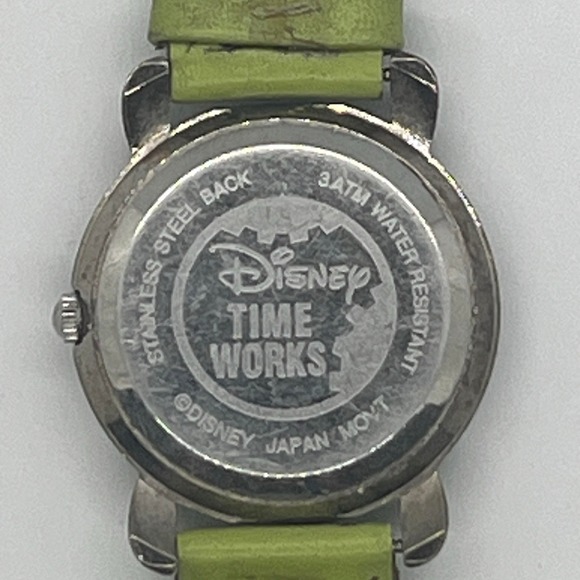 Disney Parks Time Works Tinkerbell Watch Womens Child Lime Green Leather Band - Picture 2 of 9
